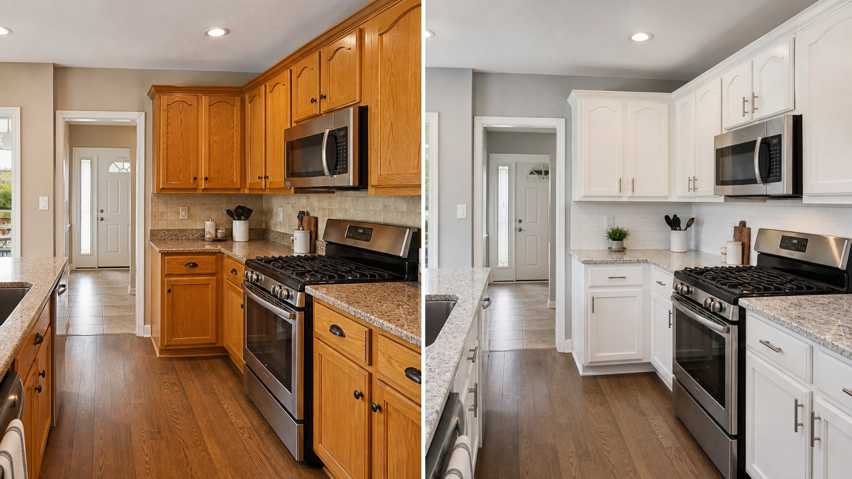 Before and after kitchen cabinet refinishing Before and after kitchen cabinet refinishing