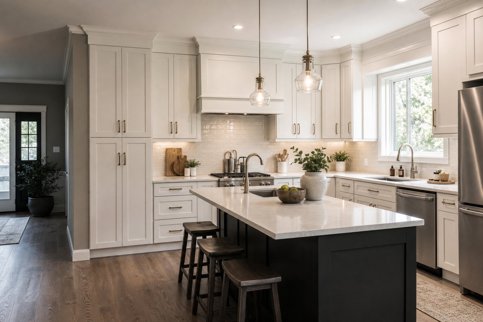 Freshly painted kitchen cabinets in a modern Windsor kitchen Freshly painted kitchen cabinets in a modern Windsor kitchen