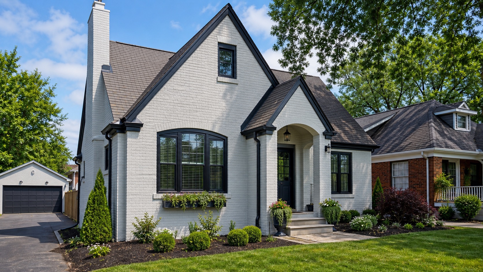 Painted brick exterior on an established Tecumseh-area home Painted brick exterior on an established Tecumseh-area home