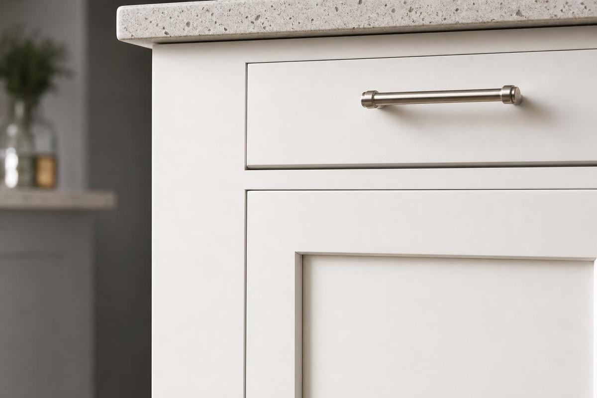 Sprayed cabinet door finish detail