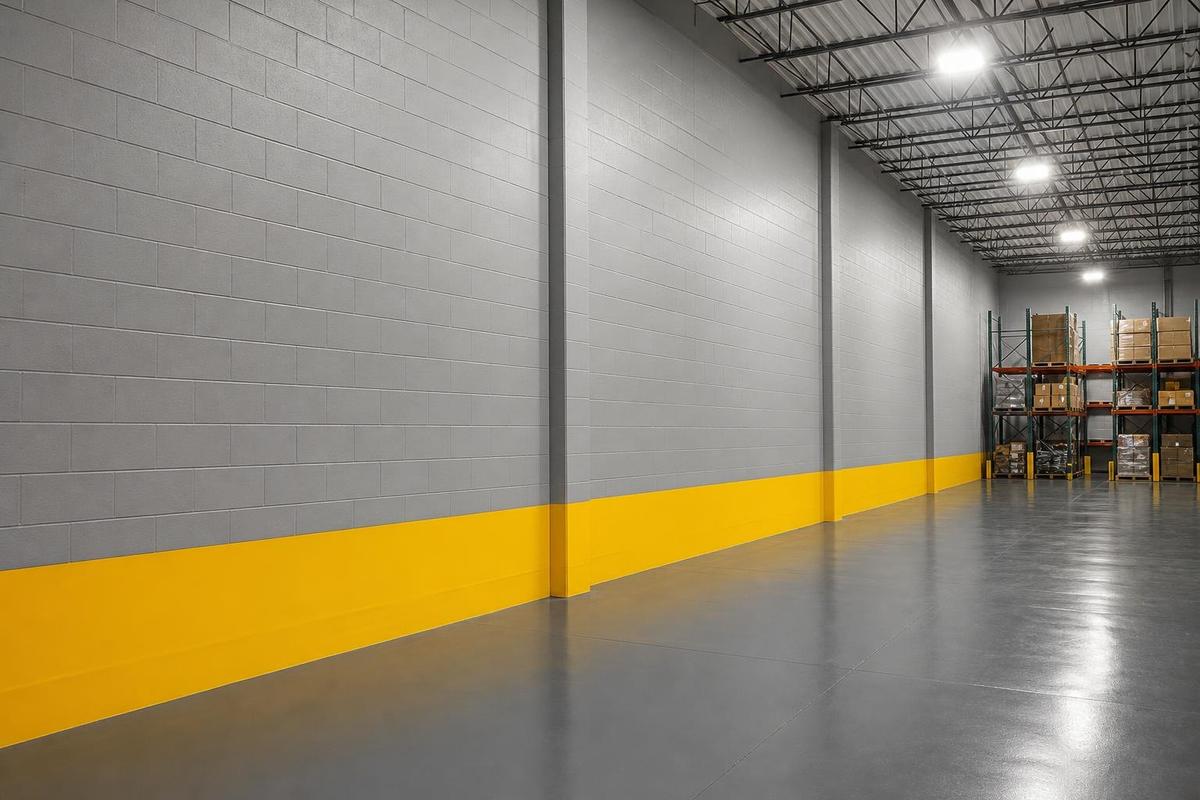 Painted commercial warehouse walls