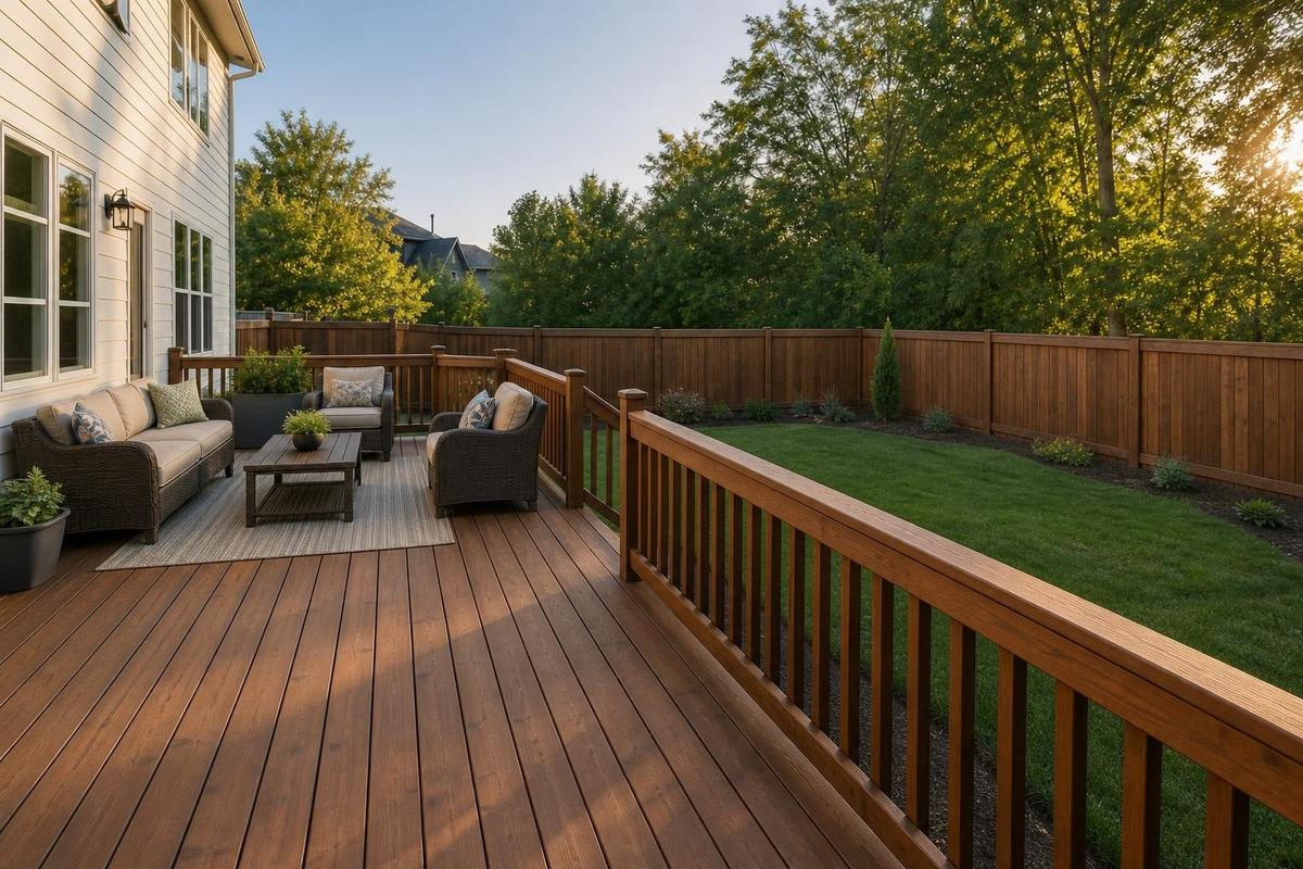 Matching deck and fence stain finish
