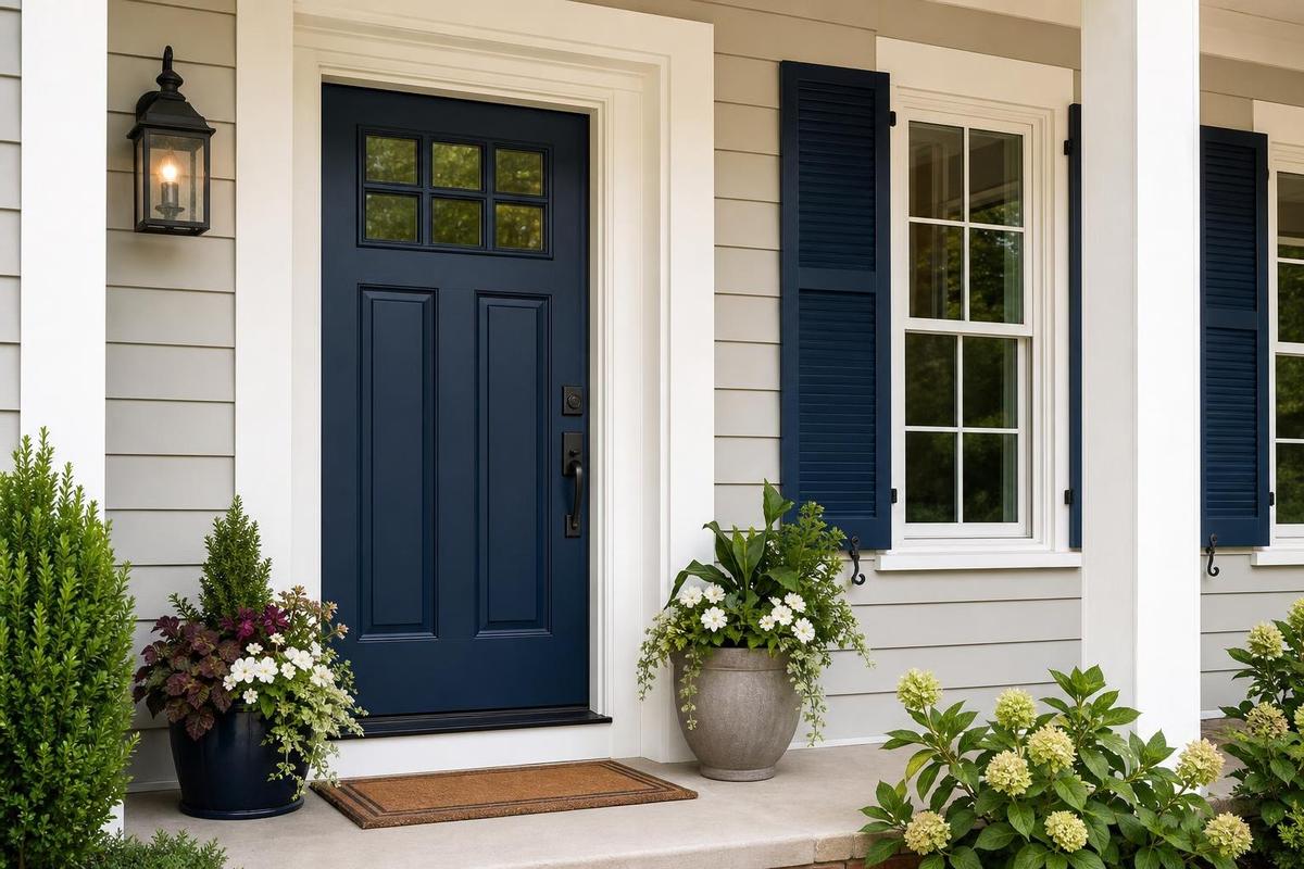 Painted front door and shutters